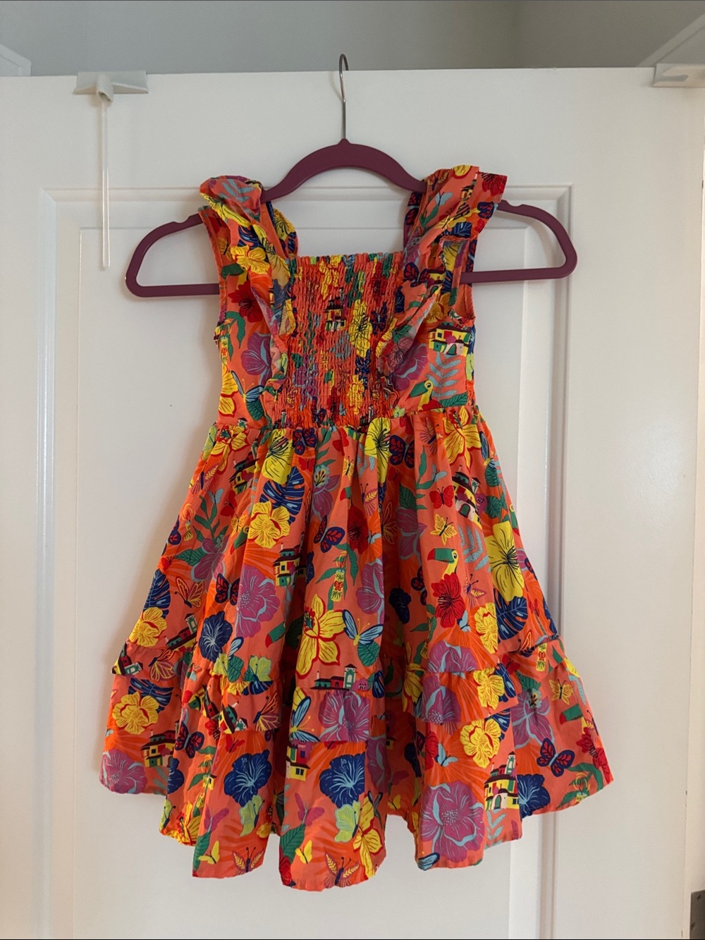 Never Worn Disney Encanto Orange Floral Ruffle-Strap Sundress 5/6